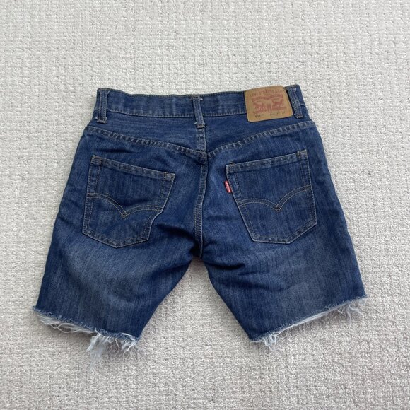 Levis 511 Slim Shorts Regular Men / Boy 27 Blue Distressed Denim Cut Off Raw Hem - Picture 8 of 12